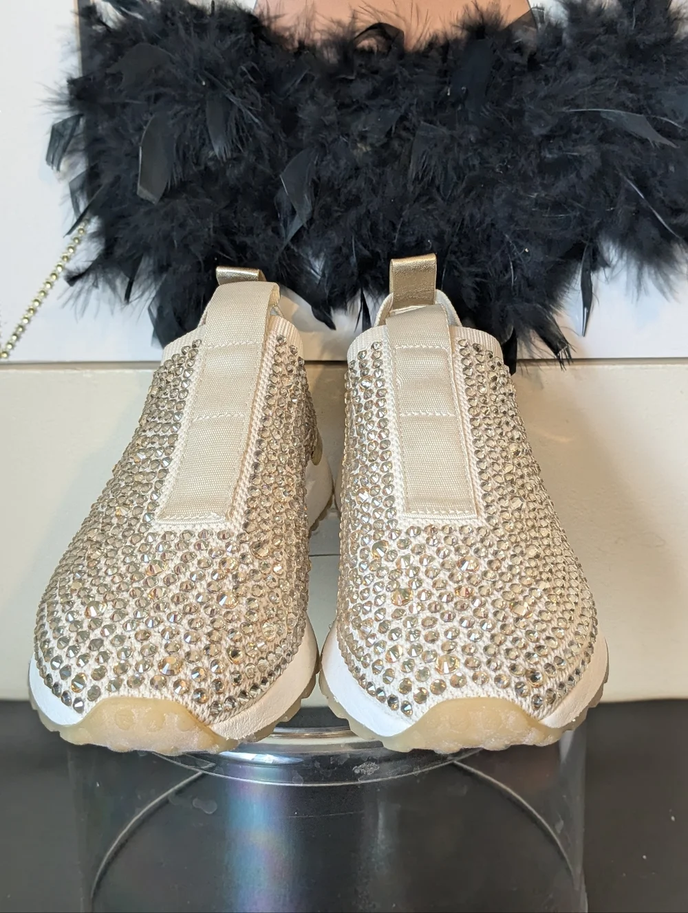 Michael Kors Gold Cream Blingy Rhinestone Sneakers